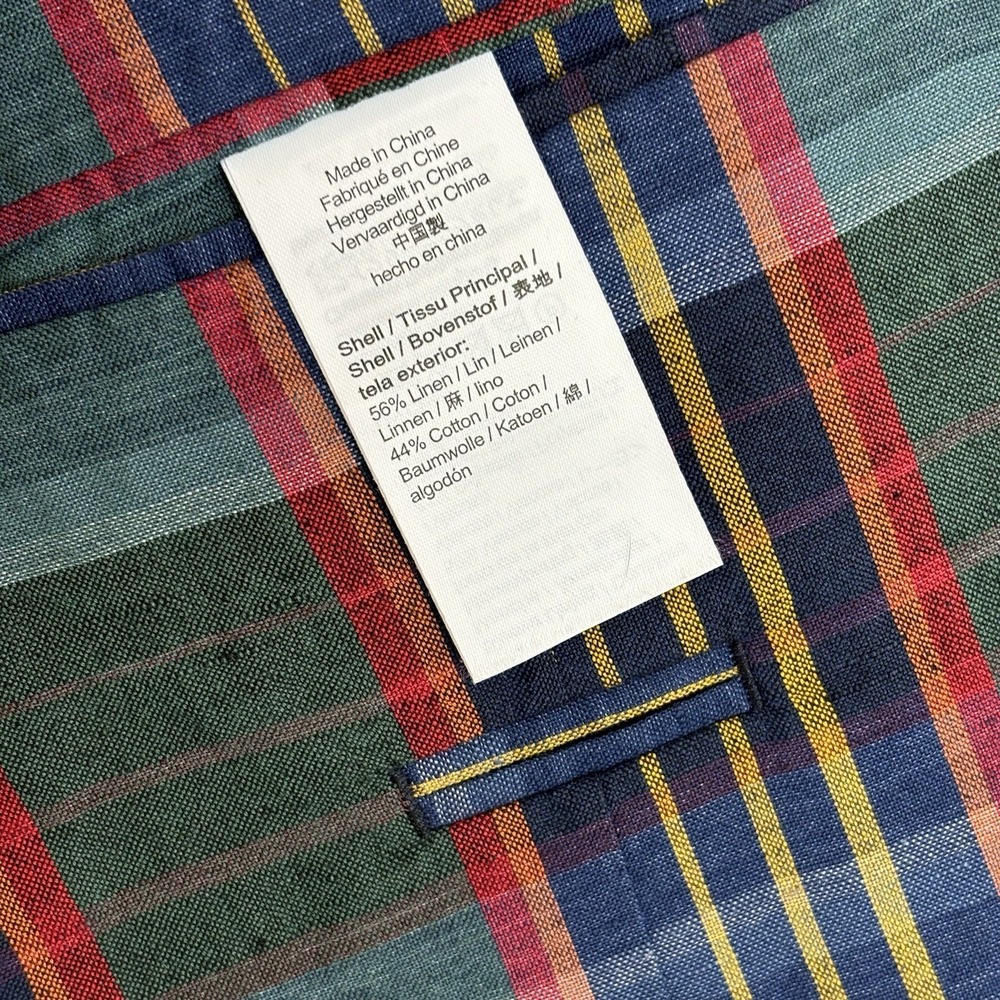 J Crew Ludlow Unstructured Madras Plaid Blazer 36 Slim Linen Preppy Italian Ivy - Picture 6 of 12